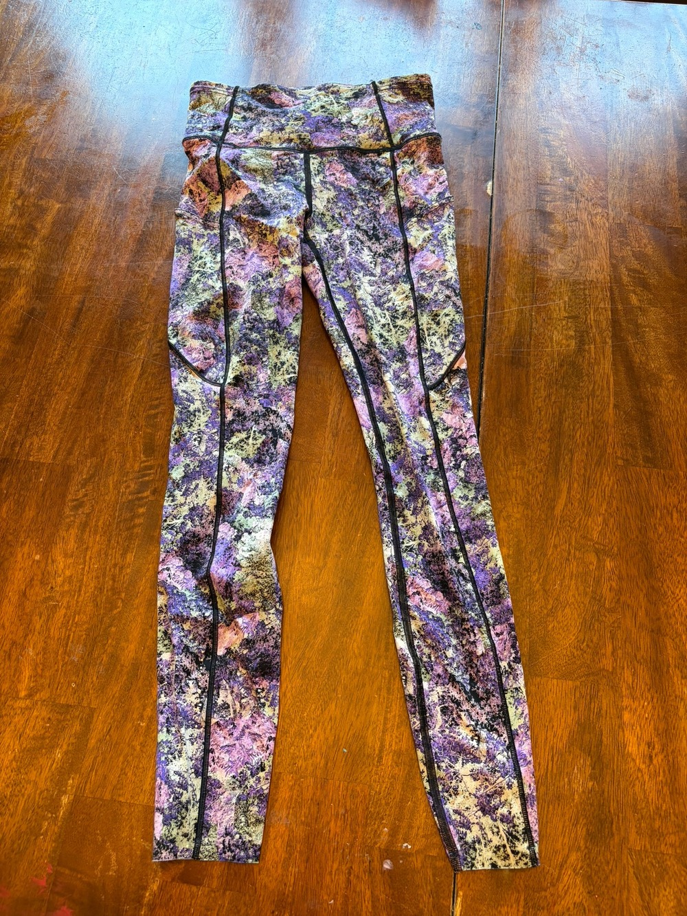 Lululemon Fast and Free High Rise Tight II 25" Nulux Purple Print Running Sz 4